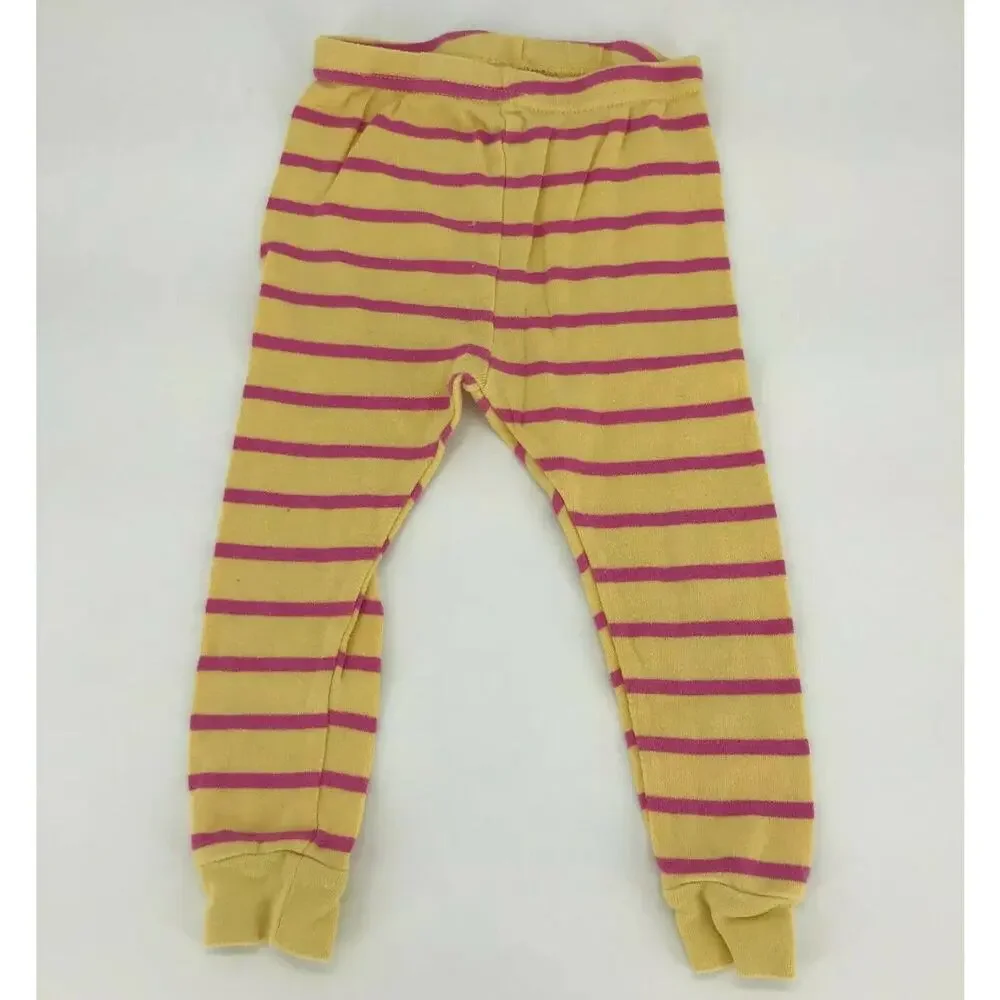 Unbranded Girls Toddler PJ Set Pajamas Striped Lamb Sheep Tight Sz 18 Months